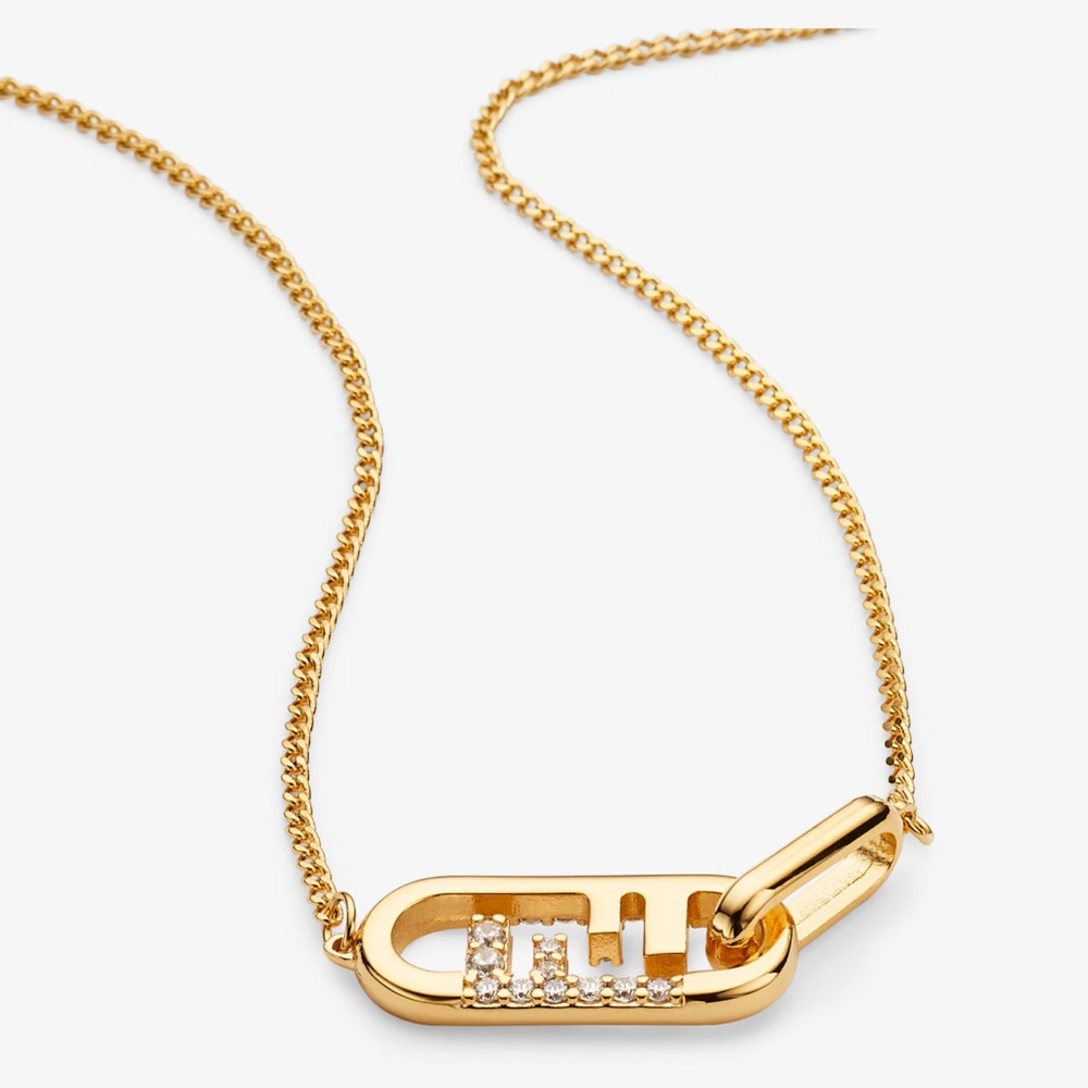 Fendi F is for Fendi Gold Rhinestone Necklace - Picture 3 of 6